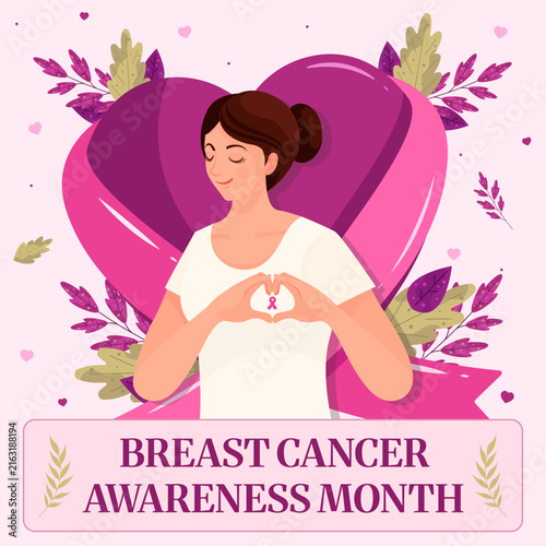 Breast Cancer Awareness Month Woman Making Heart Poster