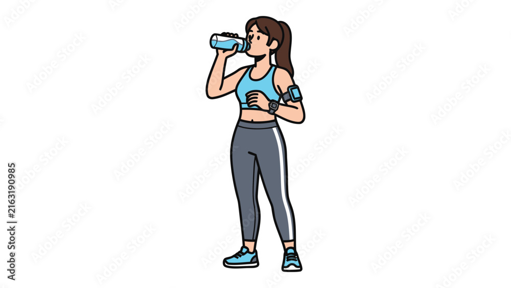 Fototapeta premium Fitness Woman Drinking Water After Workout