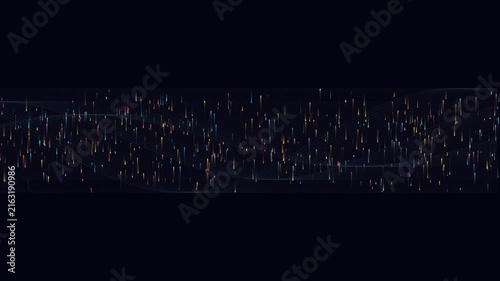 Abstract Financial Data Stream Motion Graphics, Glowing Colorful Digital Wave Particles Animation for Stock Market Technology Background
