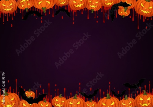 Halloween-themed border with glowing jack-o'-lanterns and eerie ambiance