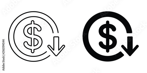 фотографія Cost reduction icon symbolizing lower expenses financial savings budget manageme