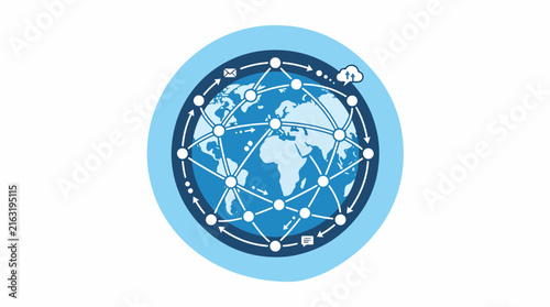 Global connections network map symbol.