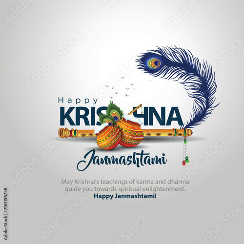 Quadro su tela dahi handi Hindu festival of happy shree lord krishna god born janmashtami