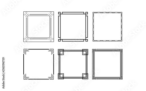 Drawing Style Square Frames Vector Illustration.