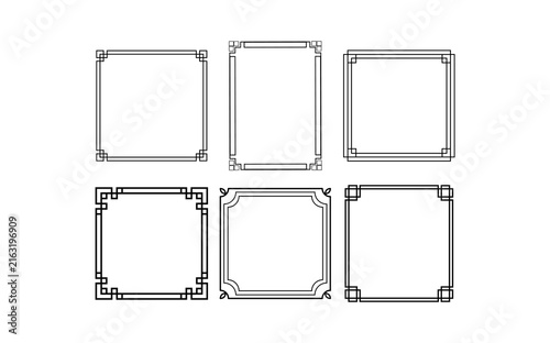 Drawing Style Square Frames Vector Illustration.