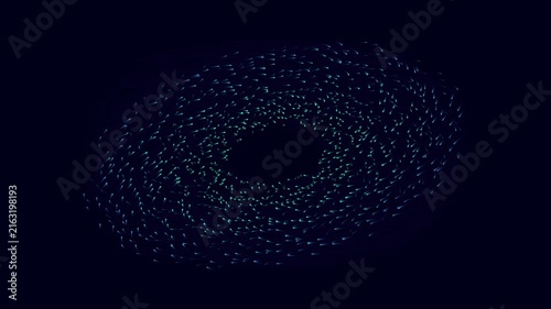 Abstract Swirling Particle Vortex Motion Graphics, Cyan Blue Galaxy Ring Particle Drift Animation on Dark Background
