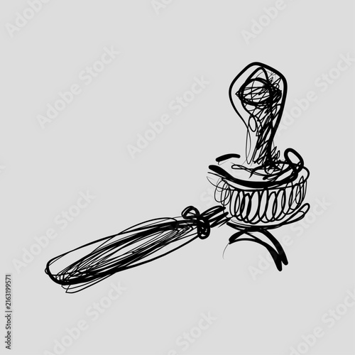 фотографія Artistic hand-drawn vector illustration of a coffee portafilter handle and tampe