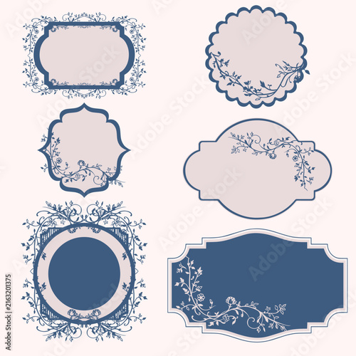 Collection of vector elegant vintage style frames