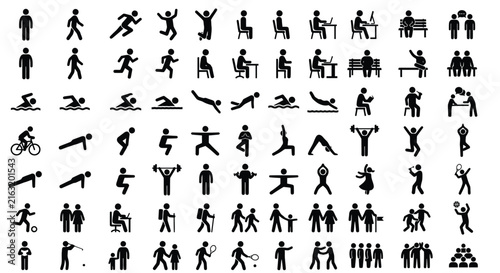 Human stick figure silhouettes on a white background
