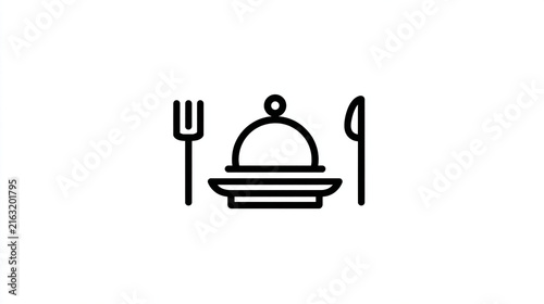Serving cloche with cutlery icon for food service restaurant catering hospitality.