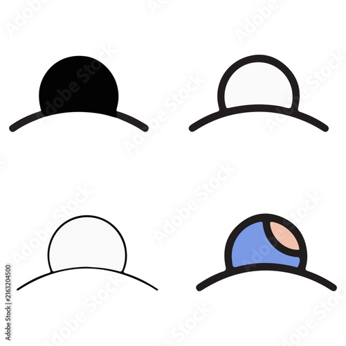 Various stylized headwear designs featuring caps with different colored and patterned tops isolated on transparent background