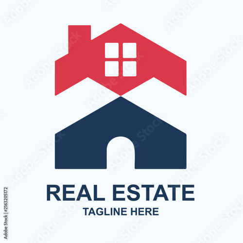Modern Real Estate Logo Design with House Roof Icon, Property Building Symbol, Residential Architecture and Construction Business Branding Vector Illustration