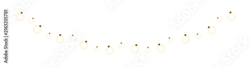 White light string garland. Glowing bulbs overlay for holiday festive decoration.