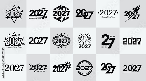 2027 New Year Logo and Typography Vector Collection
