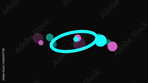 Abstract Cyan Ellipse Ring Motion Graphics, Vibrant Floating Circles Orbit Animation on Black Background