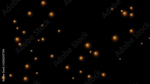 Abstract Floating Golden Orbs Motion Graphics, Ascending Bronze Bokeh Spheres Animation on Black Background