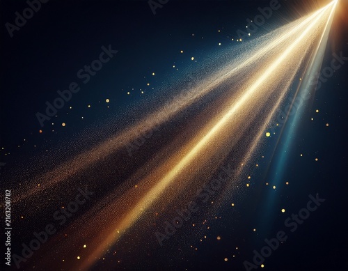 diagonal light beam and dust particles on dark background