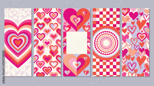 Retro Valentine's Day Heart Bookmarks and Banners Vector Set