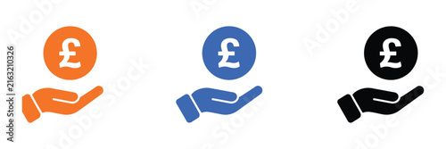 Pound icon collection with flat sterling currency variations for financial services payment transactions banking investment cash and business design