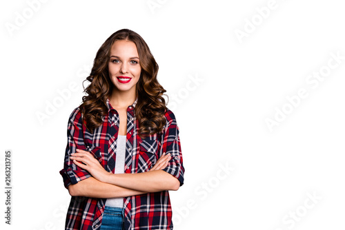 Картината върху платно Portrait of nice-looking cute winsome attractive lovely charming pretty cheerful