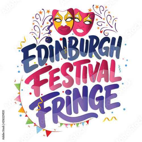 Edinburgh Festival Fringe Typography Vector with Scotland Carnival Mask