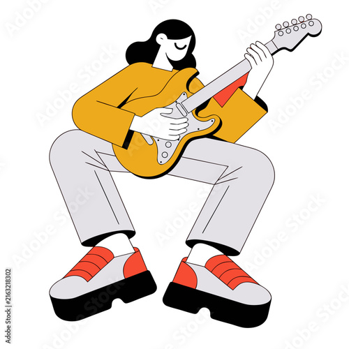 Canvas Print Person plays guitar with joy and energy