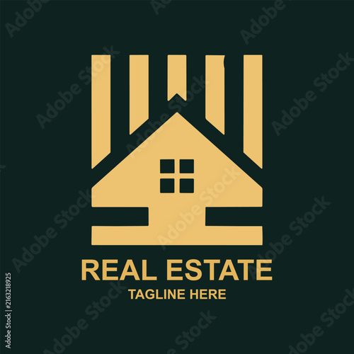 Modern Real Estate Logo Icon with House Roof, Building and Residential Property Symbol for Architecture, Construction, Estate Business, Apartment and Home Sale Design