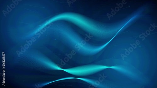 Abstract Blue Cyan Digital Wave Lines Motion Graphics, Animated Wave Mesh Background Loop on Dark Blue Backdrop