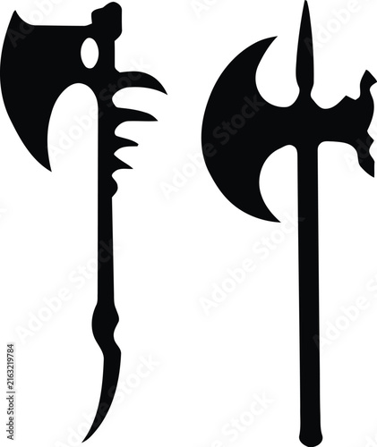 Axe icon Set, A Black Silhouette of Firefighter Axe Set, Woodcutting icon Set.