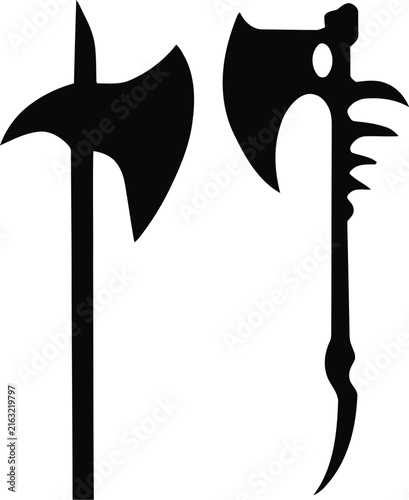 Axe icon Set, A Black Silhouette of Firefighter Axe Set, Woodcutting icon Set.