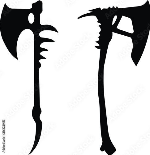 Axe icon Set, A Black Silhouette of Firefighter Axe Set, Woodcutting icon Set.