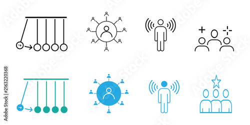 Influence and Leadership Concept Icon Set