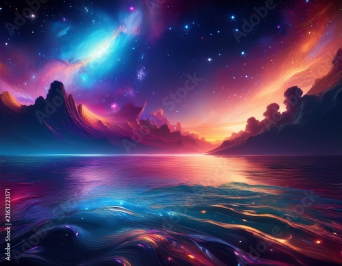colorful graphics for background like water waves clouds night sky universe galaxy billions of galaxies in the universe cosmic art background