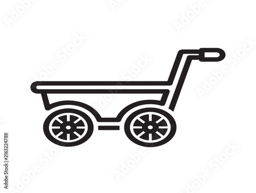 Handcart icon. Simple outline vector illustration of a garden trolley or push cart.