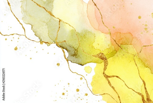Abstract yellow gold alcohol ink background



