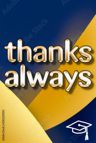 Thanks Always graduation gold typography card
