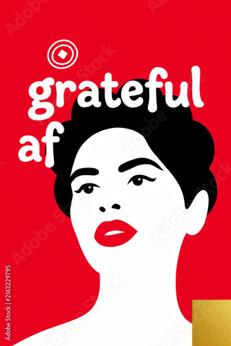 Gen Z thank you card grateful af illustrated portrait design