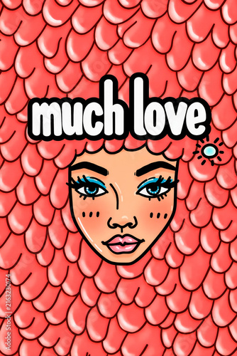 Gen Z thank you card much love illustrated portrait design