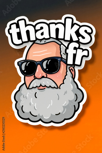 Gen Z thank you card thanks fr sticker illustration