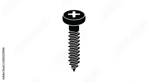 Black screw with crosshead design presented as a silhouette