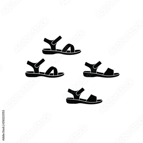 Sandal silhouette, single object, black vector silhouette, isolated on white background