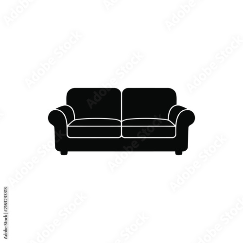 Sofa silhouette, single object, black vector silhouette