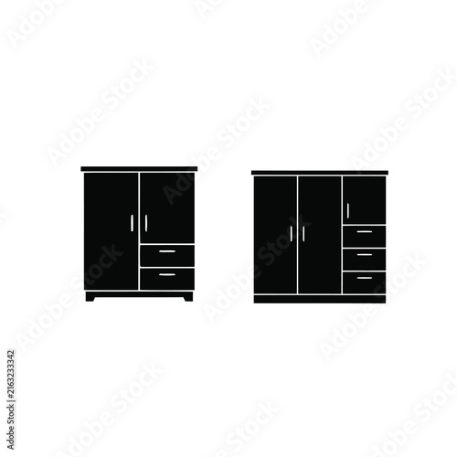Storage cabinet silhouette, single object, black vector silhouette