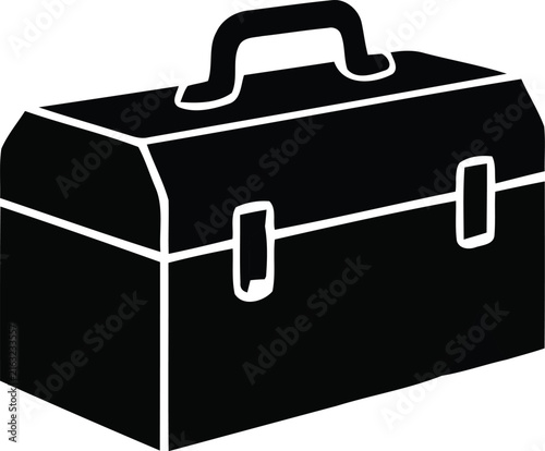 Toolbox silhouette, single object, black vector silhouette