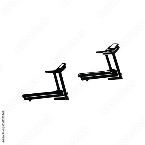 Treadmill silhouette, single object, black vector silhouette