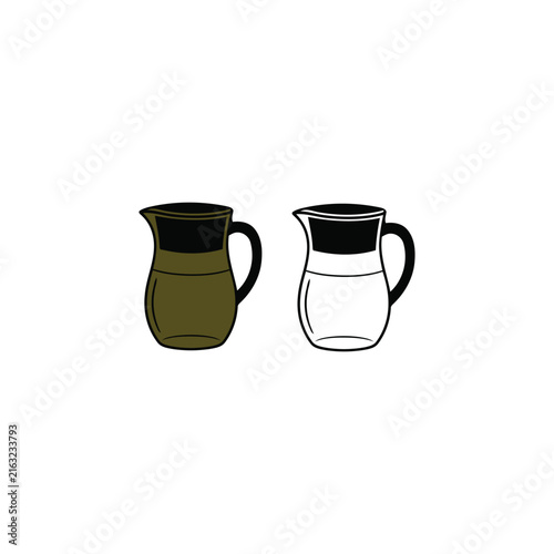 Water pitcher silhouette, single object, black vector silhouette