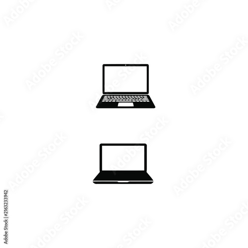 Laptop silhouette, single object, black vector silhouette