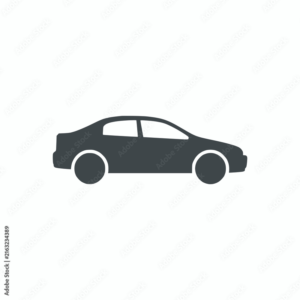 Fototapeta premium Minimalist Flat Vector Car Silhouette Side Profile Icon for Transportation and Automotive Design Projects