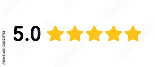 Five Star Rating: A perfect five-star rating displayed prominently. customer satisfaction, excellent score, top review, quality feedback, high rating.