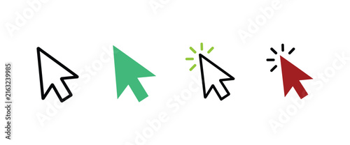 Cursor Collection: A graphic set showcasing various cursor icons. computer mouse, navigation tool, digital pointer, website element.